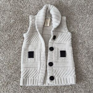 The Eagle's Eye toddler Girl's neutral beige knitted crochet style Vest 4T